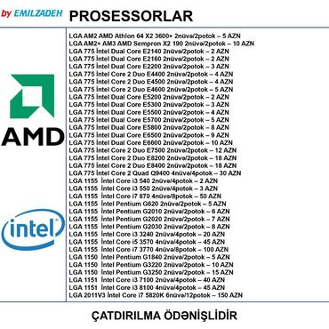 Digər kompüter aksesuarları: Prosessor Intel Core i5 Intel Prosessorlar, 3-4 GHz, 4 nüvə, İşlənmiş