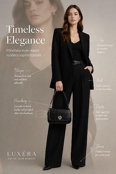 crna torba mona: Ženska crossbody torba Luxéra – crna, kroko tekstura - Materijal — 3