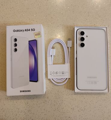 Samsung: Samsung Galaxy A54 5G, 128 ГБ, цвет - Белый, Отпечаток пальца, Две SIM карты, Face ID