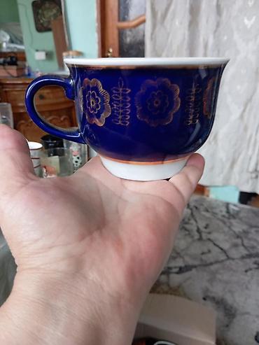 Çay dəsti, rəng - Göy, Farfor, Çexiya