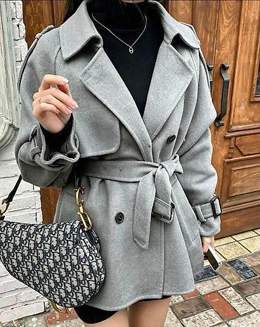 beli blejzer: Fa, Ženski kratki kaput sa pojasom – elegantan model za svaki dan - — 2