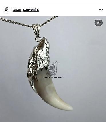 серебряный кулон: Подвеска «Волчий клык» - Оригинальный кулон и клыка с фигурной — 1