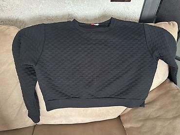 теплые мужские свитшоты: Qara rəngli teksturalı sweatshirt - Model: kruq yaxalı, uzunqol - — 1