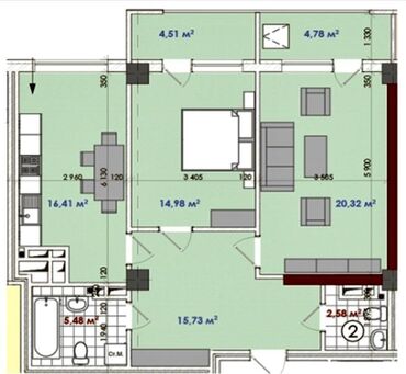 недостроенные дома в бишкеке: 2 комнаты, 85 м², Элитка, 8 этаж, ПСО (под самоотделку)