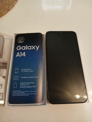samsung sade telefonlar: Samsung Galaxy A14, 128 GB, rəng - Qara, Face ID, Sensor, Barmaq izi