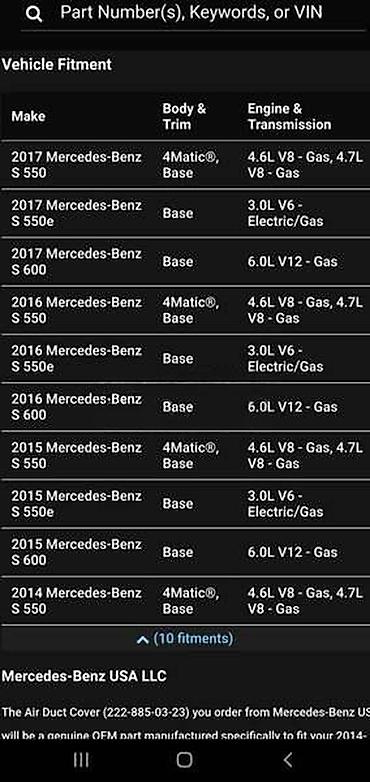 kljuc 55: REŠETKA BRANIKA USISNIK ZA MERCEDES BENZ S KLASA | mercedes S — 5