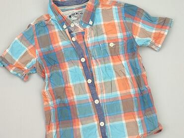 biala lniana koszula: Koszula 4-5 lat, stan - Dobry, wzór - Kratka, kolor - Błękitny
