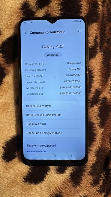 Samsung: Samsung Galaxy A03, Б/у, 64 ГБ, цвет - Черный, 2 SIM