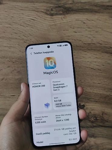 honor magic6: Honor 200 Pro, 256 GB, rəng - Qara, Zəmanət, Barmaq izi, Simsiz şarj — 5