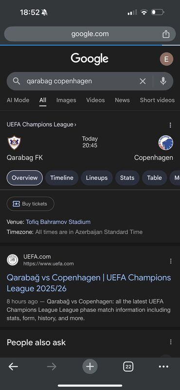 Tikinti ixtisasları: Qarabağ Kopenhagen oyunu Bilet 85 ₼ Sektor: 12, Sıra:16, Yer:4