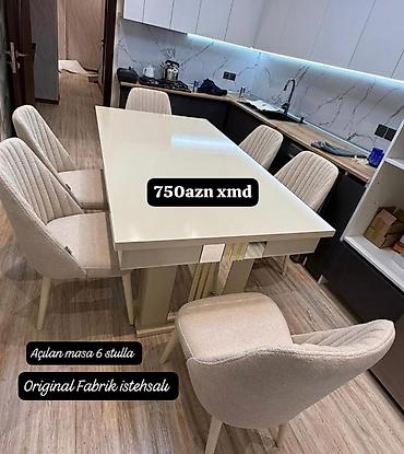 Açılan yemək masası + 6 ədəd stul dəsti - Masa açılıb-bağlana bilən lalafo.az -da Açılan yemək masası + 6 ədəd stul dəsti - Masa açılıb-bağlana bilən