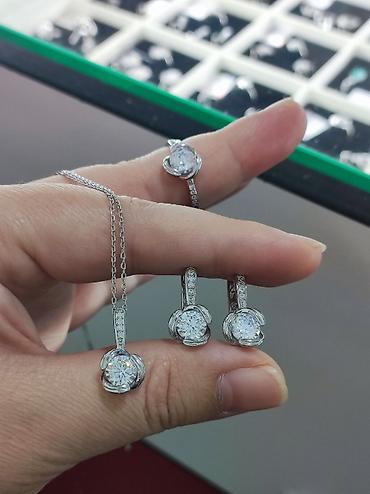 Серебряные наборы украшений: Серебряный Набор+ Цепочка Дизайн Италия Серебро 925 пробы Размеры — 7