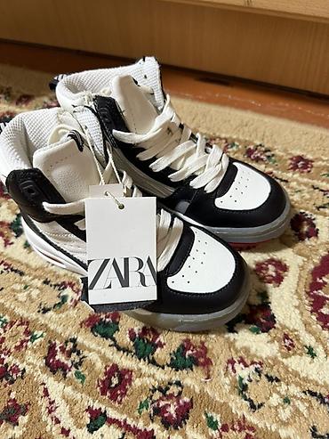 Детская обувь: Детские высокие кроссовки ZARA - Цвет: чёрно‑белый с контрастными — 1