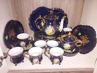 Çay dəsti, rəng - Göy, Farfor