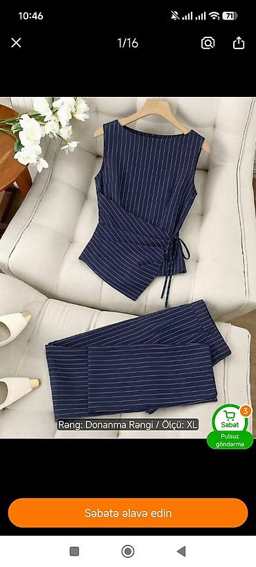 Dəst: qadın üçün zolaqlı iki hissə Rəng: donanma (tünd göy) Ölçü: m lalafo.az -da Dəst: qadın üçün zolaqlı iki hissə Rəng: donanma (tünd göy) Ölçü: m