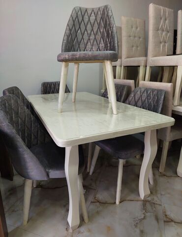 Новый, Прямоугольный стол, 6 стульев, Раскладной стол, Для гостиной, Азербайджан