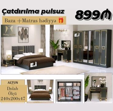 inci mebel yataq desti: *Yataq dəsti 899Azn 🎁Baza + Matras hədiyyə🎁* ✔️Rəng seçimi var ✔️ Ölçü