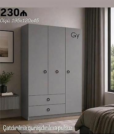 hamam kranti: Minimalist üslubda 3 qapılı dolab - Ölçü: 195 x 120 x 45 sm - Rəng — 1