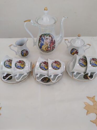 çaynı serviz: Çay dəsti, rəng - Ağ, Farfor, 6 nəfərlik, Polşa