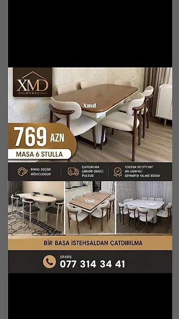 taxt 2ci əl: Mebel dəsti – Masa + 6 stul - Model: XMD Mebel - Komplekt: 1 masa, 6 — 1