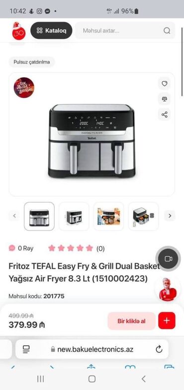 Техника для напитков: Air Fryer Tefal
Teze
Qizil Qarantiya