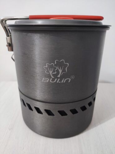 эмалированные бочки: Походный котелок Bulin 1.5л. серого цвета с черным мешочком для