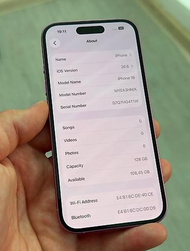 Apple iPhone: IPhone 16, 128 GB, Çəhrayı, Zəmanət, Barmaq izi, Simsiz şarj — 6