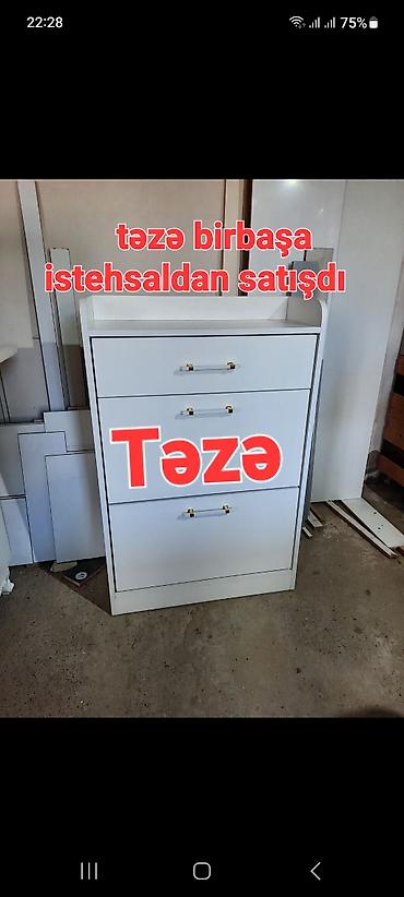 şkaf mebel: Yeni, 3 qapılı, Ağ, Ayaqqabı dolabı — 1