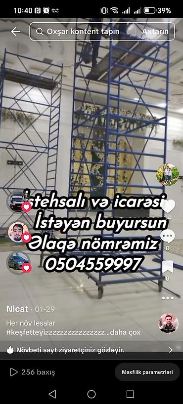 masin elektriki: Metal lesaların istehsalı və icarəsi - Modul tipli metal iskele — 1