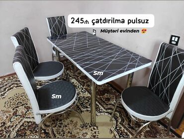 metbex stolu instagram: Yeni, Kvadrat masa, 4 stul, Açılan masa, Mətbəx üçün
