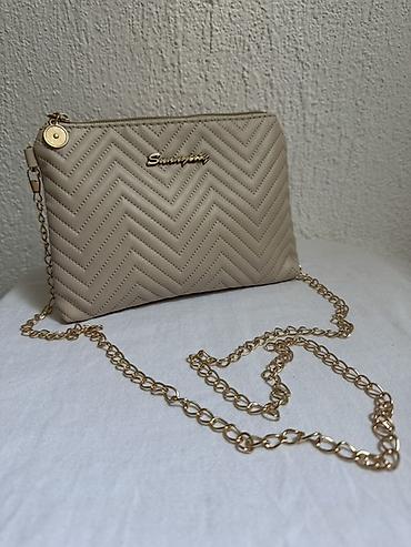 nakit stradivarius: Elegantna ženska torbica – bež - Model: preklopna crossbody/večernja — 1