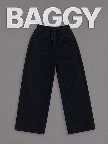 вещи аниме: Мужские широкие брюки BAGGY, черные. - Свободный силуэт с прямой — 1