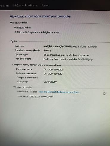 komputer işi: Masaüstü kompüter seti Tərkib: - Sistem bloku: qabaq paneldə USB — 3