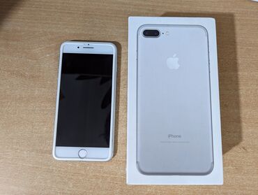 Apple iPhone: IPhone 7 Plus, Б/у, 128 ГБ, Серебристый, Защитное стекло, Чехол, Коробка, 100 %