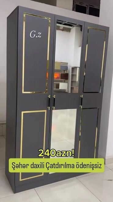 купить шкаф для одежды: Yeni, Açılan, 3 qapılı Düz dolab, Qarderob, paltar dolabı