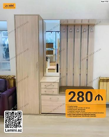 Dolablar: Dəhliz dolabı – La Mini (Kod: 1732) - Ölçülər: D 40 × H 200 × E 160 — 1