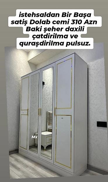 baklar: Yeni, 4 qapılı, Güzgülü, Ağ, Açılan, Düz dolab — 1