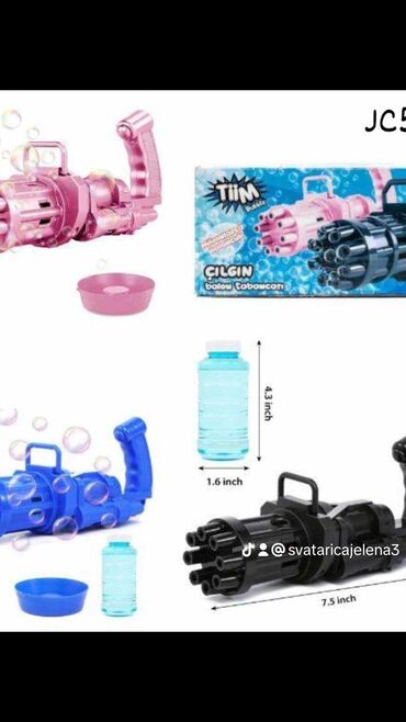 Ostale dečije stvari: Pistolj za pravlje je sapunice (MT-92/016001) Dostupan u plavoj, roze