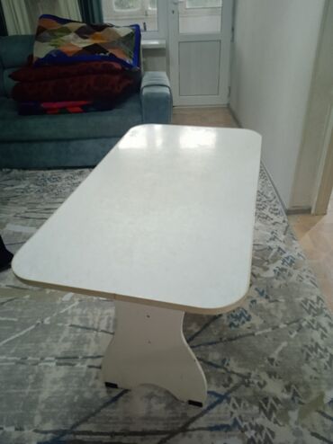 стол и стулья для кухни бу: Кухонный Стол, цвет - Белый, Б/у