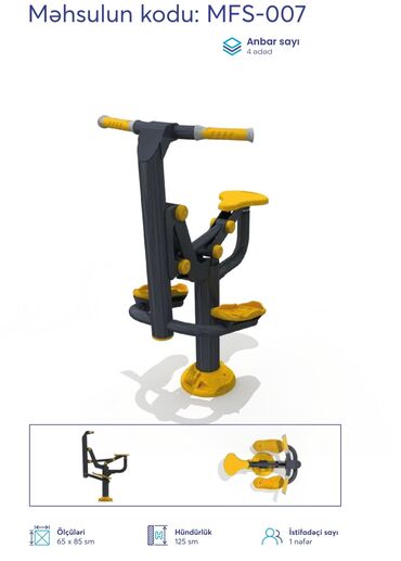 Digər trenajorlar: Açıq hava fitnes avadanlıqları – sarı/qrafit rəng palitrası, metal — 8