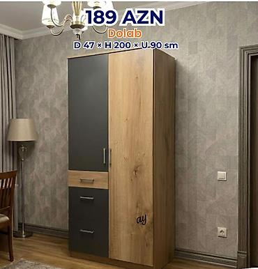 Ev üçün mebel: Dolab – 189 AZN Ölçülər: Dərinlik 47 sm × Hündürlük 200 sm × En 90 sm — 1
