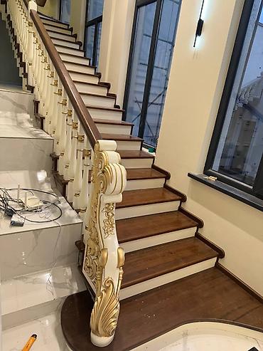 римские колонны: Деревянная лестница Для дома, Вид дерева: Дуб, Форма лестницы: Прямая, Стиль: Классический — 6