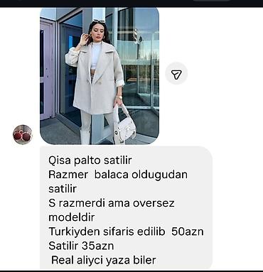 Qısa palto - Model: oversize kəsim, iki sıra düyməli - Ölçü: S lalafo.az -da Qısa palto - Model: oversize kəsim, iki sıra düyməli - Ölçü: S