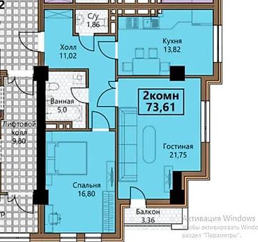 elif: Строится, Элитка, 2 комнаты, 73 м² — 3