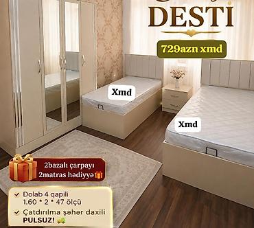 uşaq kravati: Uşaq/Otaq Mebel Dəsti Komplektin tərkibi: - 2 ədəd bazalı çarpayı - 2 — 1