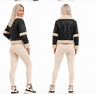 Kožne jakne: Ženska kraća jakna od eko kože sa krznenom postavom - Model — 3