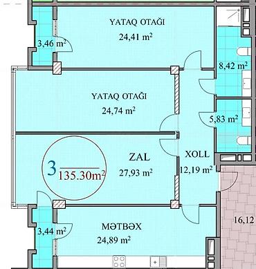 sirvanda satiliq evler: 3 otaqlı, Yeni tikili, m. Nəriman Nərimanov, 135 kv. m — 2