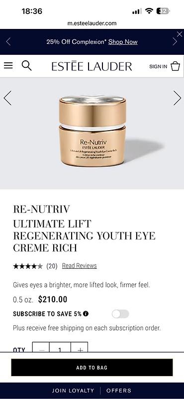 krem a e: Estée Lauder göz ətrafı kremi. Bir az istifadə olunub — 2