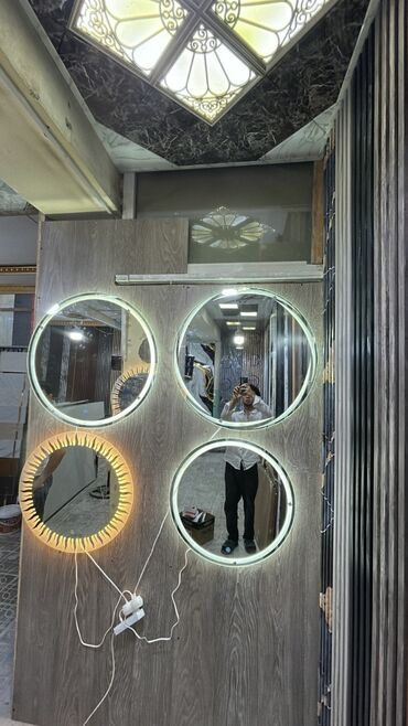 Güzgülər: Güzgü Divar üçün, Dairə, Hamam üçün, Arxa işıqlı