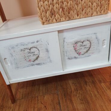 Komode: Komoda/konzola u retro stilu sa dve police i kliznim vratima. - — 5